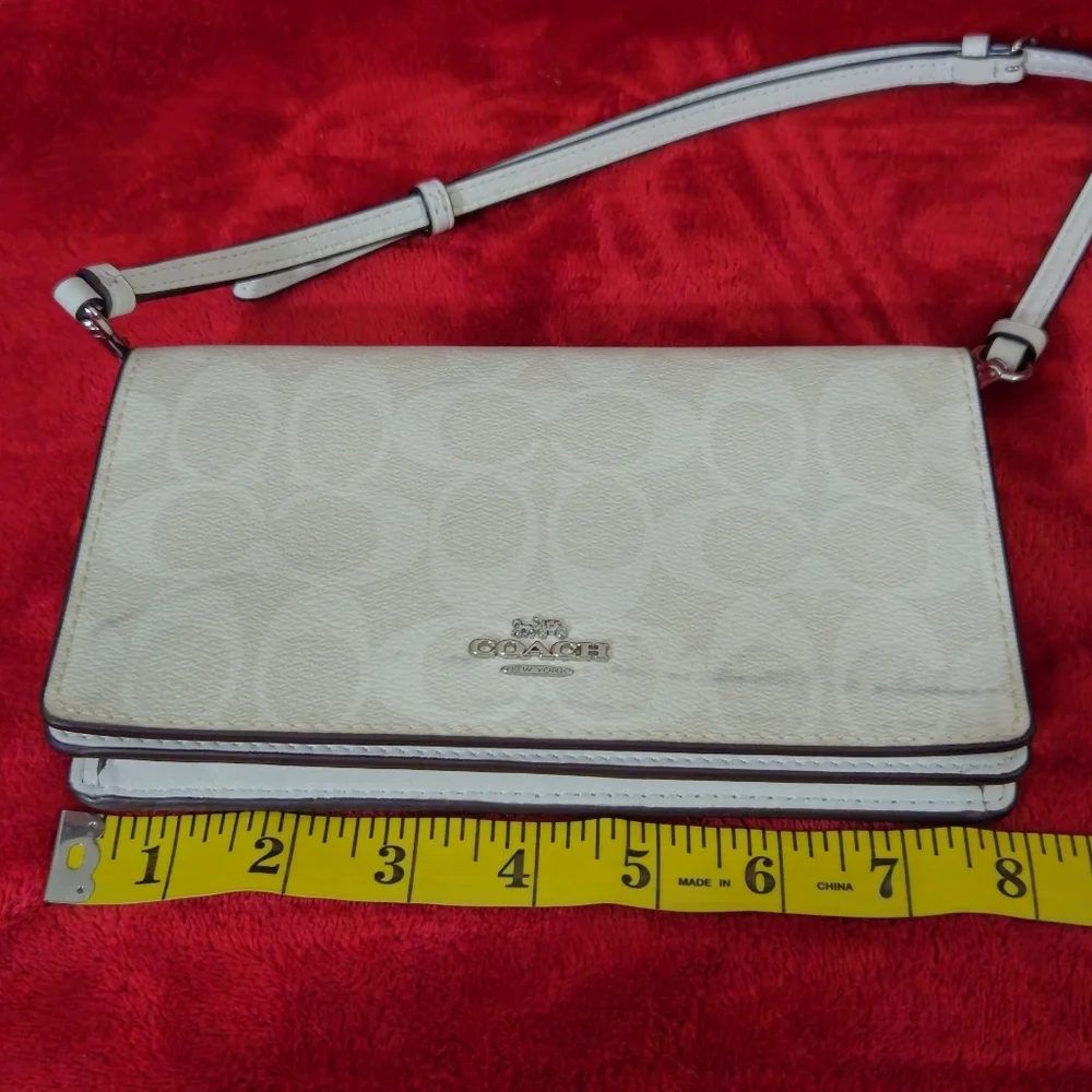 Coach Cream Foldover Signature Crossbody Bag